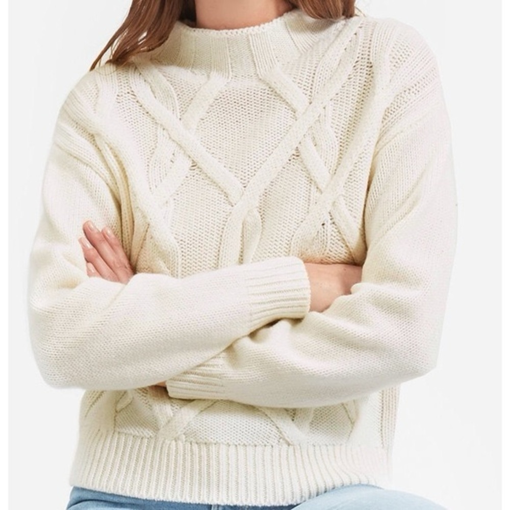 White Everlane Cable Mockneck